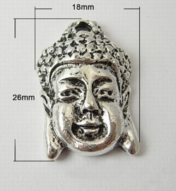 2 x metalen Buddha hanger antiek zilver 18 x 26 x 6mm oogje: 2mm (Nikkelvrij)