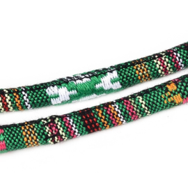 1 meter Trendy gestikt Aztec koord 6mm DarkGreen