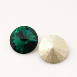 1 x Puntsteen Rivoli Preciosa voor Puntsteen SS50 Setting c.a. 12mm emerald