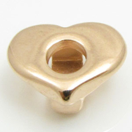 1 x DQ Metaal schuiver hartje rose gold kleur ca. 12 x 10mm Ø5mm (Nikkelvrij)