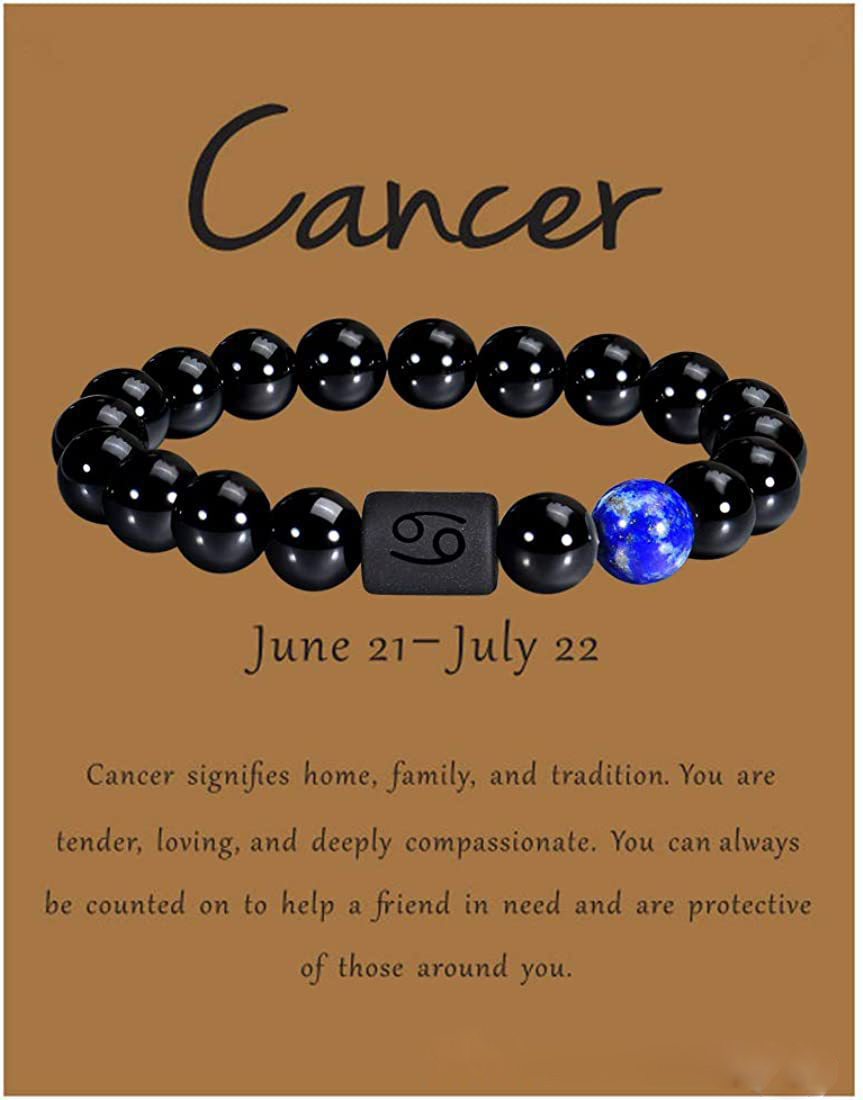 Kreeft | Cancer | 21 juni – 22 juli | elastisch armbandje van lapis lazuli en zwarte agaat – ca. 0,8 x 6 cm