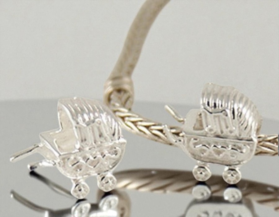 1 x Kraal Kinderwagen 8 x 14 mm – 925 Sterling Zilver