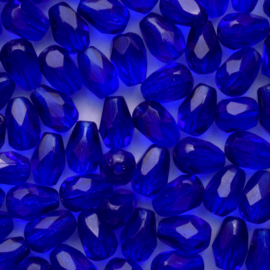 15  x druppel Tsjechië  kraal kristal facet 7 mm kleur: blauw gat: 1mm