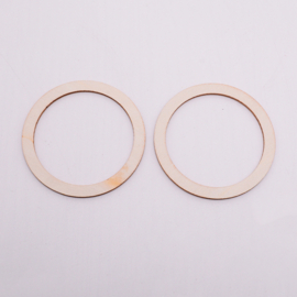 10 x Houten platte ringen onbewerkt 73,5 x 2,5mm, binnen Diameter: 60mm