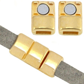 DQ metaal magneet sluiting (voor 5mm plat leer) Goud (nikkelvrij)