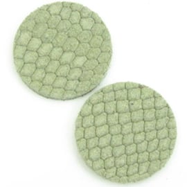 15 x DQ Suede Cabochon 7mm reptiel Sage Groen