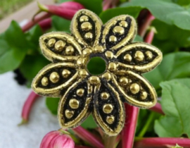 10 x Metalen kralenkapjes bloem, goudkleur 14 x 3,5mm gat: 2mm
