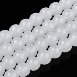 30 x Glaskralen imitatie jade rond 6-6,5 mm – gat 1,4 mm – Creamy White