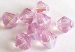 10 x kristal Facet konisch Licht lila -roze AB 12 mm
