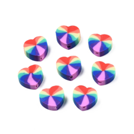 10 x Polymeer kralen hart Multicolour Violet ca. 9 x 5mm (gat Ø2mm)