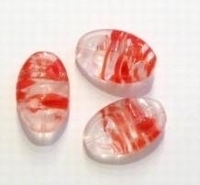 5x Glaskraal ovaal fantasie transparant/rood 22 mm