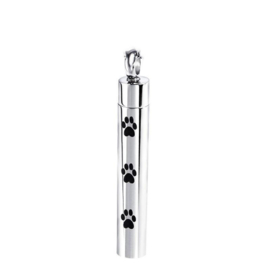 Titanium Gedenk hanger mini urn dieren pootjes 42 x 6mm (excl. ketting)
