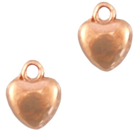 2 x mini DQ metalen bedel in de vorm van een hartje, rijggat 0,9 mm Rose Gold
