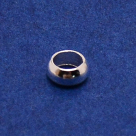 25 x Metalen knijpkralen messing rondel 4 x 2 mm – gat 2,5 mm – zilverkleur (Nikkelvrij)