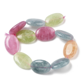 10 x Edelsteen kralen Malaysia Jade ovaal 18 x 13 x 5 mm – gat 1 mm – gemengd