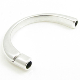 1 x DQ metaal halve armband met magneet sluiting antiek zilver kleur ca. 60 x 7,5mm, gat 5mm (Nikkelvrij)