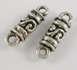 10 keer Prachtige Tibetaans zilveren tussenzetsels 5 x 17 x 4,2mm gat 1,5mm
