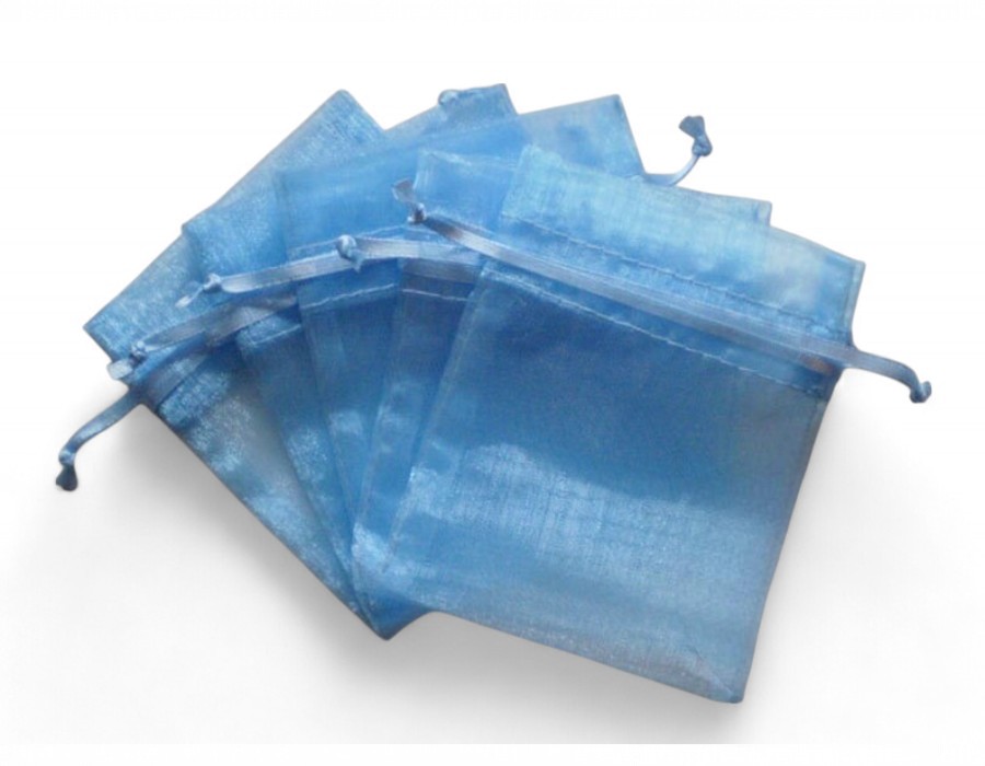 ca. 100 x Organza zakjes 7 x 9 cm – lichtblauw