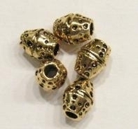 Per stuk Metalen Goudkleurige European Jewelry bedel kraal ovaal met deukjes 11 mm