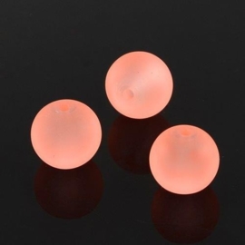 10 x mat frosted glaskralen 10mm gat: 1,5mm Light salmon peach pink