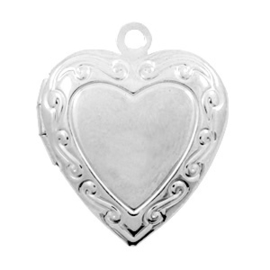 1 x Basic Quality metalen bedels medaillon hart Antiek zilver 22x19 mm
