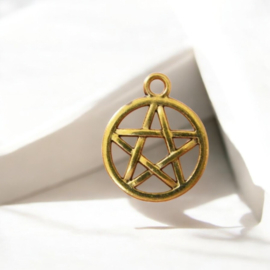 2 x Metalen pentagram bedel 20x17mm (pentakel) goud kleur