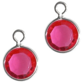 1 x DQ facethanger gekleurd Zilver-fuchsia7 x 10 mm (op is op!)  (Nikkelvrij)