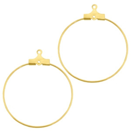 2 x DQ metaal creool oorring hanger 30mm Goud