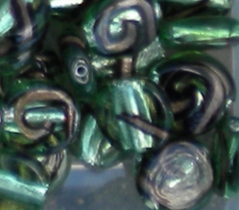 10 keer mooie groene kraal met goud 15 mm rond plat