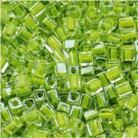 10 gram Kubus 1,8 mm Miyuki Lime green transparant Silverlined