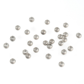 25 x RVS 304 tussenkralen rondel 2,5 x 1,5 mm – gat 1,4 mm – RVS kleur