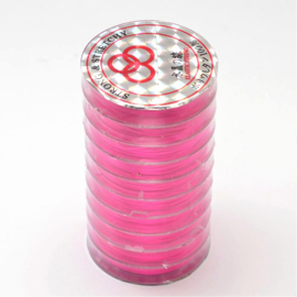 1 rol elastiek transparant 0,8 mm Deep Pink