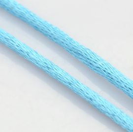 Rol met 10 meter satijn koord Nylon Marcramé koord 2mm kleur Deep sky Blue