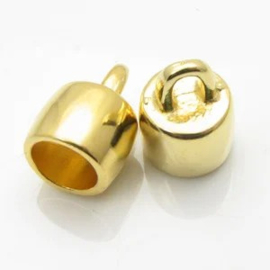 DQ metaal eind kap diameter 2mm goudkleur  oogje 1,5mm (Nikkelvrij)