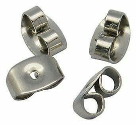 20 x oorbel stoppers oorbel vleugeltjes 5 x 4 x 3mm platinum kleur (Nikkelvrij)