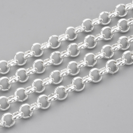 50 cm RVS Jasseron ketting 6 x 2mm Zilver kleur