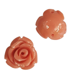 2 x resin roosjes kralen 12mm vintage roze