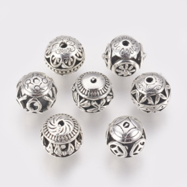 2 x  Metalen open Bali kraal 14~17 x 13~14 mm gat: 2mm antiek zilverkleur (Mix)