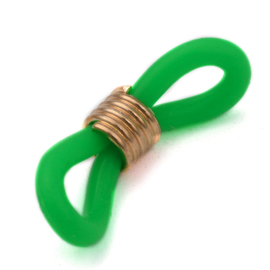 10 x brillenkoord eindje, groen, rubber, 20 x 7mm goud