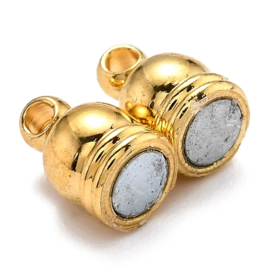 2 x Magneetsluiting ovaal 18 x 6 mm – gat 1,6 mm – goudkleur
