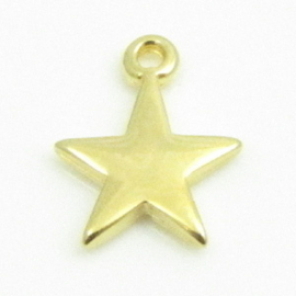 1 x DQ metaal hanger ster goud kleur ca. 14 x 12mm, oogje 1,5mm (Nikkelvrij)