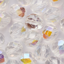 30  x ronde Tsjechische kralen facet kristal  mix afm: 5~6mm Kleur: transparant gat c.a.: 0,6mm
