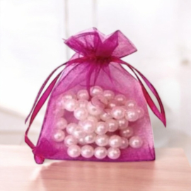 c.a. 100 x organza zakjes 7 x 9 cm fuchsia