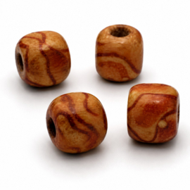 20 x Afrikaanse houten kralen kubus 12 x 12 mm – gat ca. 4 mm – bewerkt met print