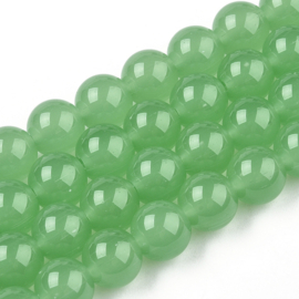 30 x Imitatie jade glaskralen rond 6-6,5 mm – gat 1,4 mm – Lime Green