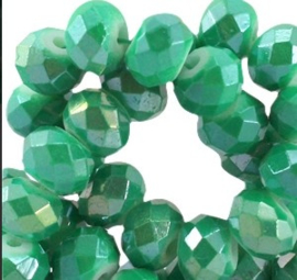 10 Stuks Glaskraal facet rondel met diamond coated green 8 x 6mm