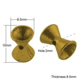 10 x Metalen diabolo kraal voor puntsteen van 6mm, 10 x 8,5mm goudkleur