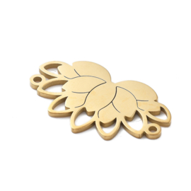 1 x 304 RVS verdeler lotusbloem 23.5 x 14 mm – gat 1.2 mm – goudkleur