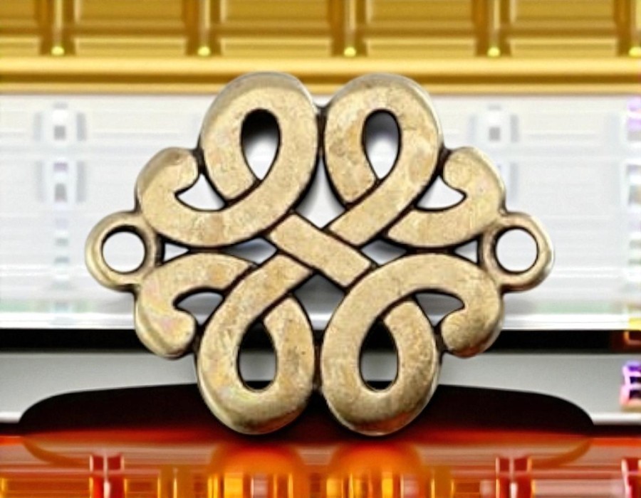 DQ metaal tussenstuk barok – geel koperkleur – ca. 17 x 13 mm – oogje 2 mm (nikkelvrij)