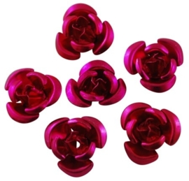 25 stuks aluminium roosjes fuchsia  12 x 7mm gat: 1mm